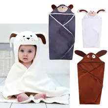 Детские Банный халат с капюшоном фланель мультфильм ухо Полотенца Одеяло пижамы