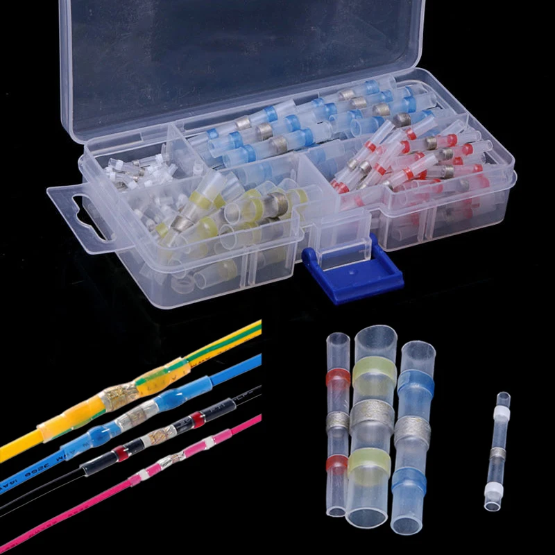 100pcs/set Assorted Heat Shrink Solder Sleeves Splice Butt Connector