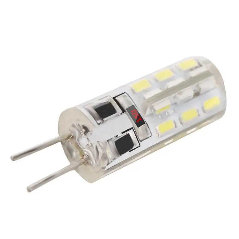 SMD3014 G4 светодиодный лампы 2 W DC 12 V Белый 24 светодиодный силиконовые Кукуруза лампочка 110LM галогенной лампы