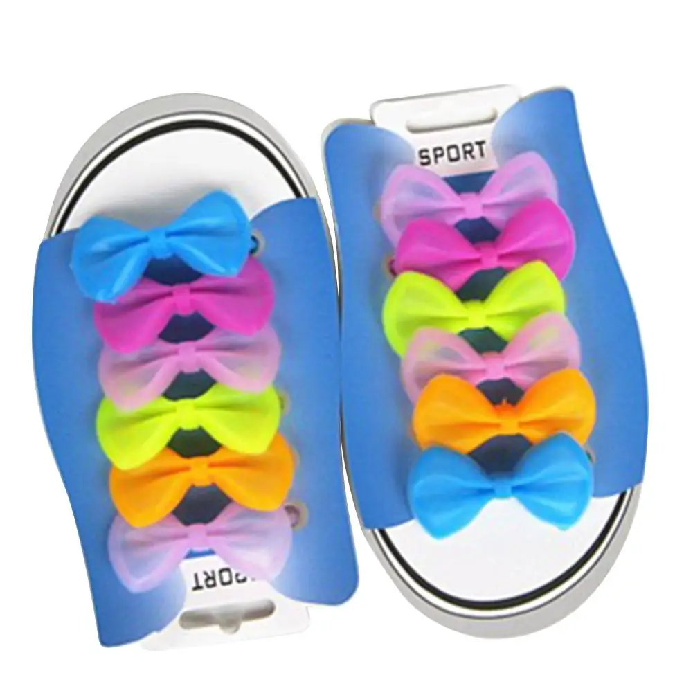 

10Pcs Lovely Bowknot Luminous Fluorescence Children Silicone Lazy Shoelace Athletic Running No Tie Shoelaces Women