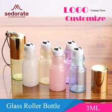 Sedorate 50 шт./партия стеклянные флаконы с пробкой 3 мл стальной ролик стеклянная бутылка эфирного масла многоцветные стеклянные с роликовым аппликатором бутылки LZ027