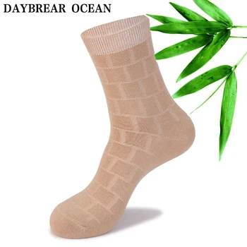 

Brand New High Quality Men Cotton And Bamboo Fiber Socks 5 Pairs Casual Anti-Bacterial Deodorant Autumn Winter Men's Crew Socks