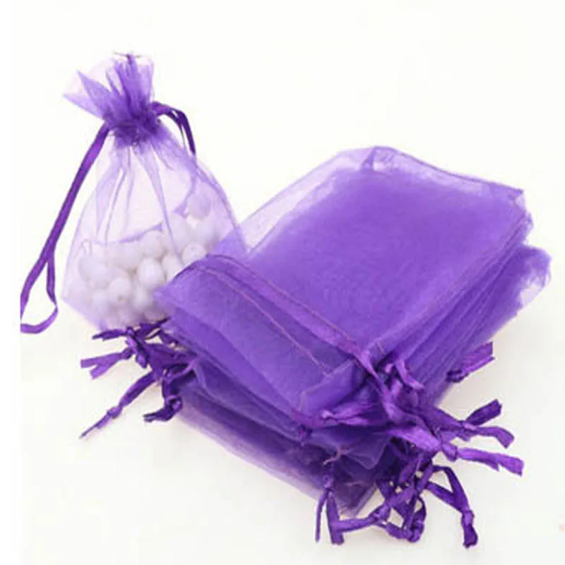 

Wholesale 7x9cm Purple color ORGANZA Wedding Favour GIFT BAGS Jewellery Pouches Bundle pockets Pure Yarn bag / Cosmetic bags