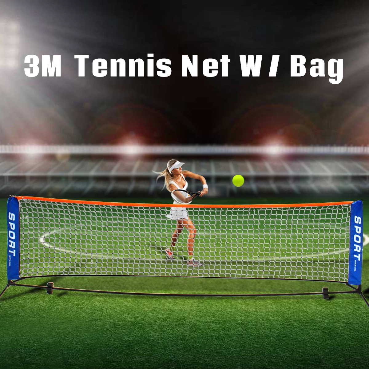 

1 x Portable Tennis Net 3 Meters 6 Meters Available Outdoor Indoor Sports Foldable Mini Tennis Net Steel Tube + Wrought Iron