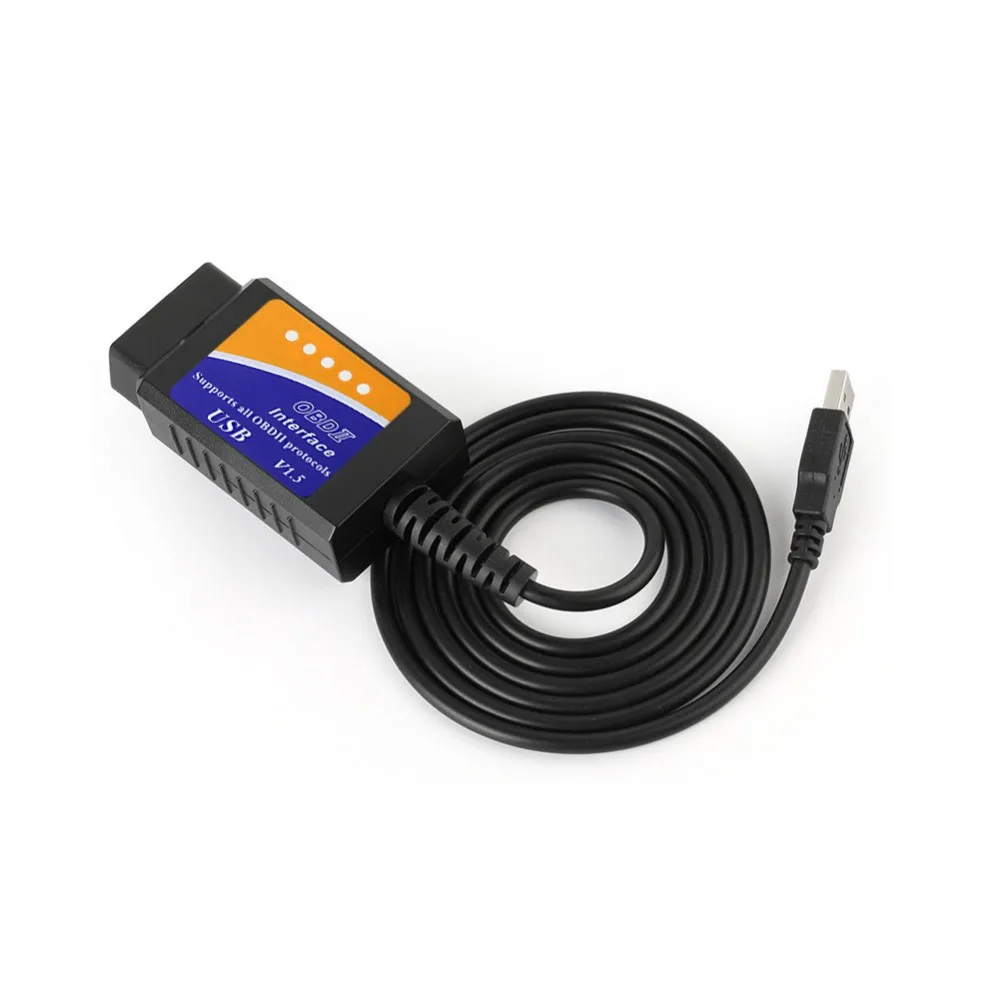 

Top ELM327 USB Plastic OBD2 Auto Diagnostic Tool Version V1.5 ELM 327 USB Interface OBDII CAN-BUS Scanner Without FT232RL Chip