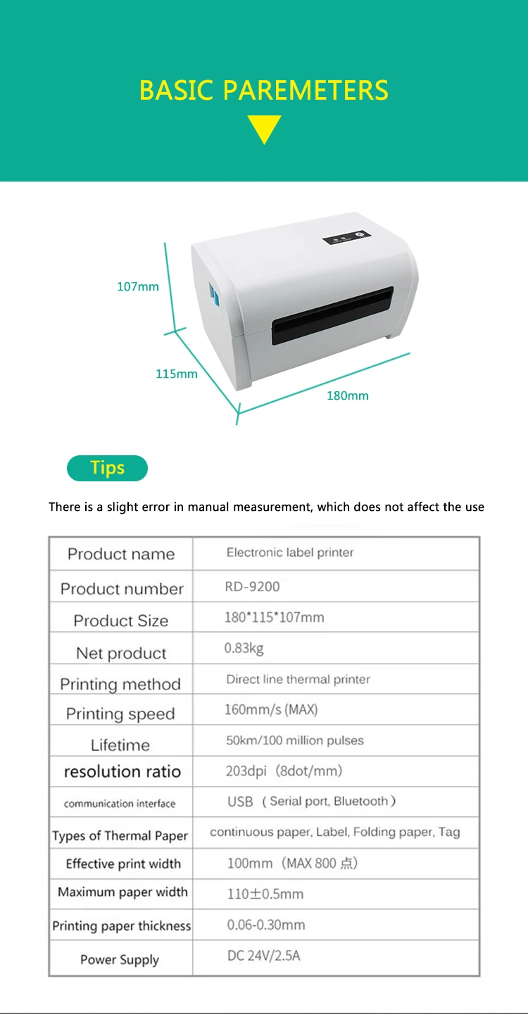 Endereço Impressora Térmica, Bar Code Printer, USB, 4x6