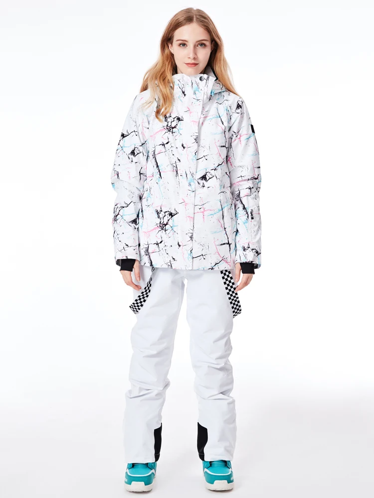 Супер теплая Женская лыжная куртка, брюки, лыжный костюм, ветронепроницаемая Водонепроницаемая уличная спортивная одежда, утолщенный Теплый Женский костюм для сноуборда