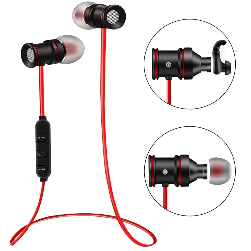 Koop Magnetische BT V4.1 Stereo Sport Draadloze Muziek Oortelefoon Hoofdtelefoon met Microfoon Draad Controle Voor iPhone iPad telefoon