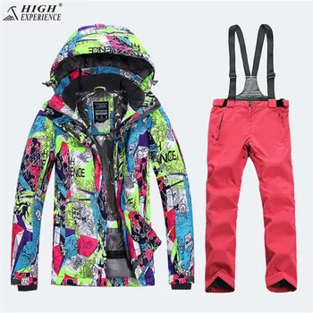 

free shipping Womens Skiing Outdoor Winter Warm Sport Suits High Experience Ladies Clothing Ski Jacket Women Skiing Pants