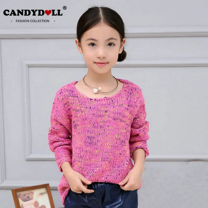 Candydoll Children Clothing Girls Sweaters Long Sleeve Colour Dot Pink