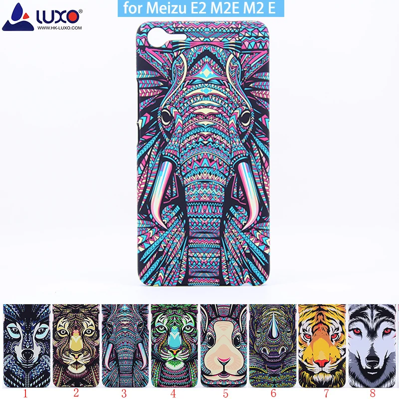 Original Luxo Forest King Aztec Animals Faces Lion Wolf Owl Pattern Hard Cover Phone Protective Case for Meizu E2 m2e M2 E | Мобильные