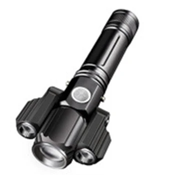 

Aluminum Alloy Multi-Function Strong Light Triple Head Aircraft Flashlight Outdoor Lighting Night Riding Outdoor Lighting