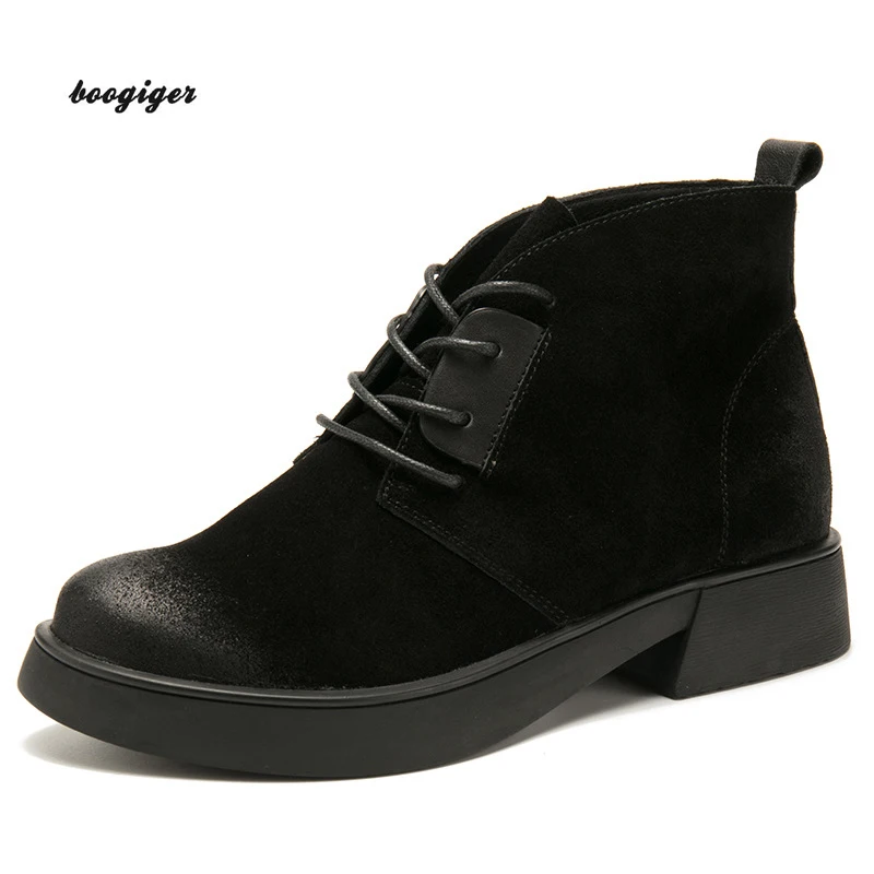 Suede Angle Boots Genuine Leather Women 2017 Fall,