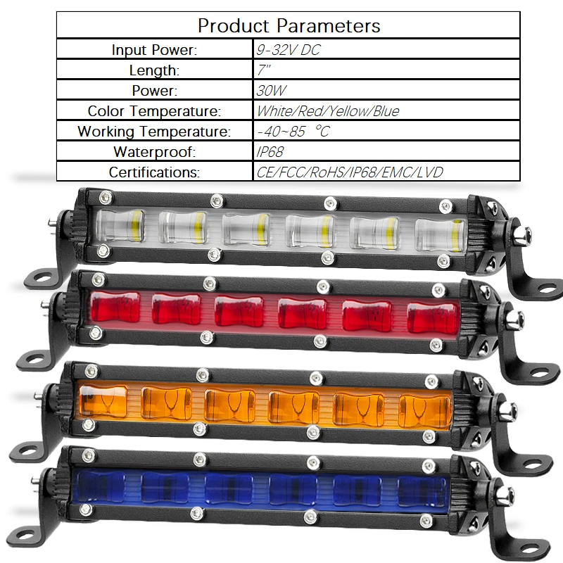 VISORAK 7 "30 Вт Светодиодный рабочий свет бар пятно наводнение 12 В 24 в Offroad светодиодный свет бар для мотоцикла 4X4 4WD грузовой автомобиль ATV SUV