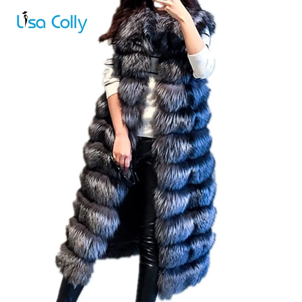 Women Faux Fox Coat Women Winter New Fashion Slims Super Long Fake Fur