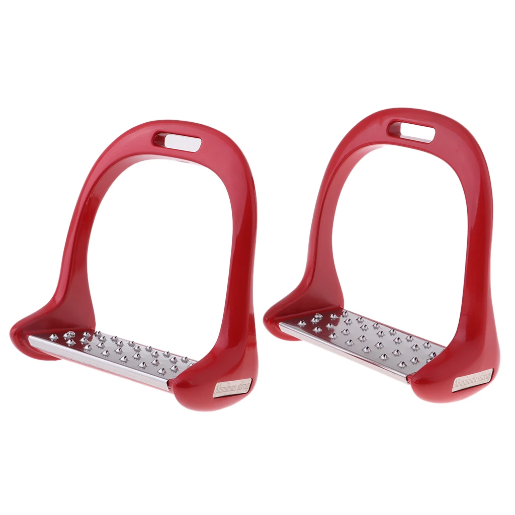 1Pair Anti Slip Aluminium Horse Saddle English Stirrups Horse Riding Equestrian Safety 18x15cm Plastic Safety Stirrups