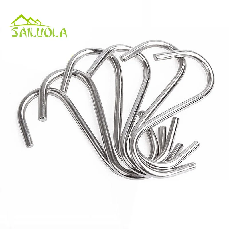 

6pcs/lot High Quality Silver Stainless Steel S Hanger Large Flat Clasp Rack S Shape Hooks Clothes Pot Pan