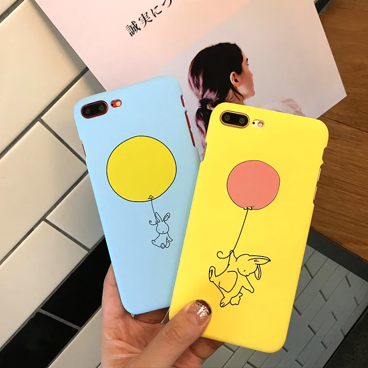 Прекрасный мультфильм воздушный шар чехол для телефона с кроликом iphone X 8 6s желтый