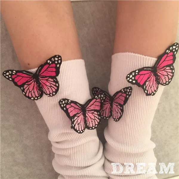 10 цветов. Шикарные женские хлопковые Флуоресцентные 3D носки с бабочками в стиле Харадзюку. Женские носки для девочек. Носки ярких цветов - Цвет: as pic