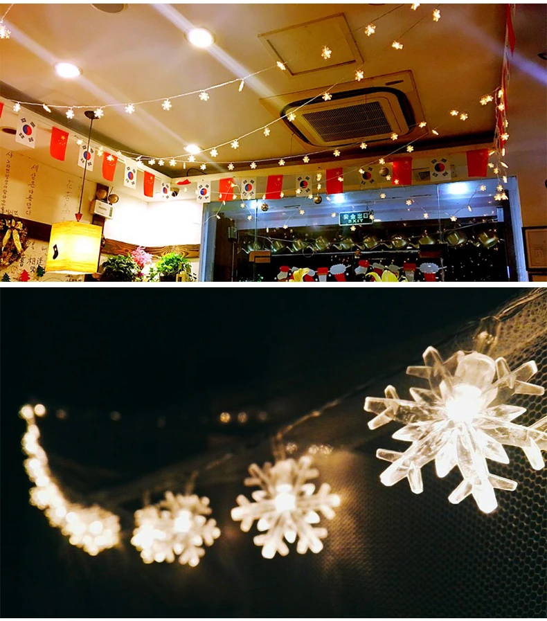 10m 100led 220v ue Guirlanda Flocos de Neve de Natal Led Luzes Cordas de Fadas para Festa em Casa do Casamento da Árvore de Natal Decorações do Jardim da Água 11 neve guirlanda de natal da ue led