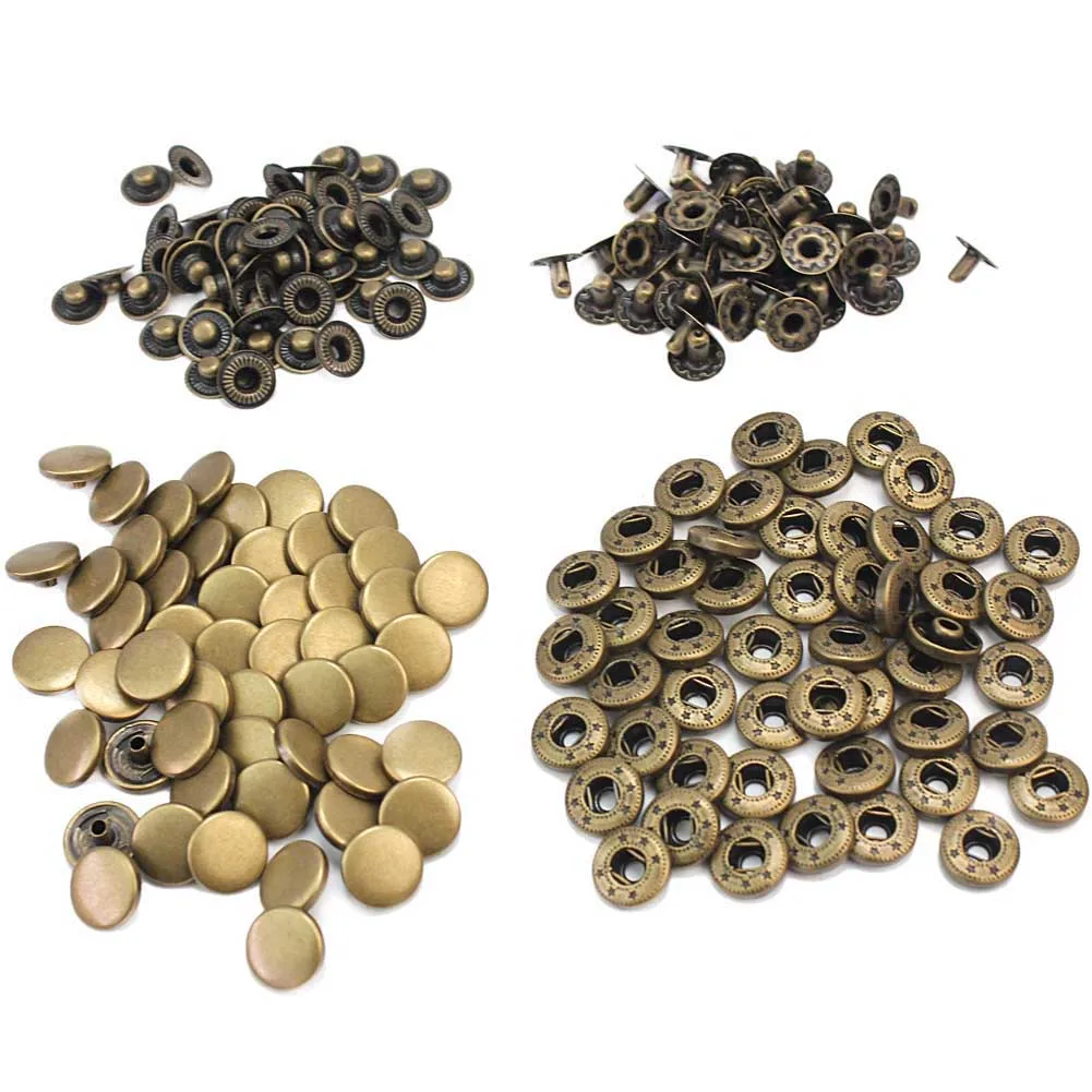 

50 Pcs 12mm Vintage Bronze Metal Snap Press Fasteners Sewing Buttons Studs Clothes Bags Sewing Accessories