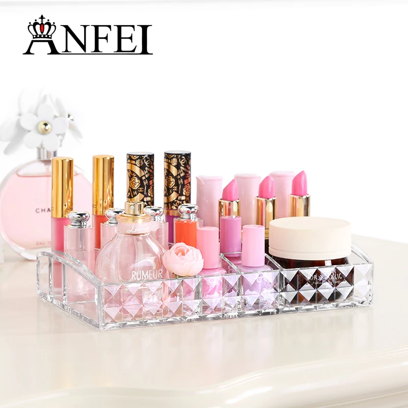 Buy ANFEI New Diamond Pattern Cosmetic Box Acrylic Cosmetic Makeup Organizer 14