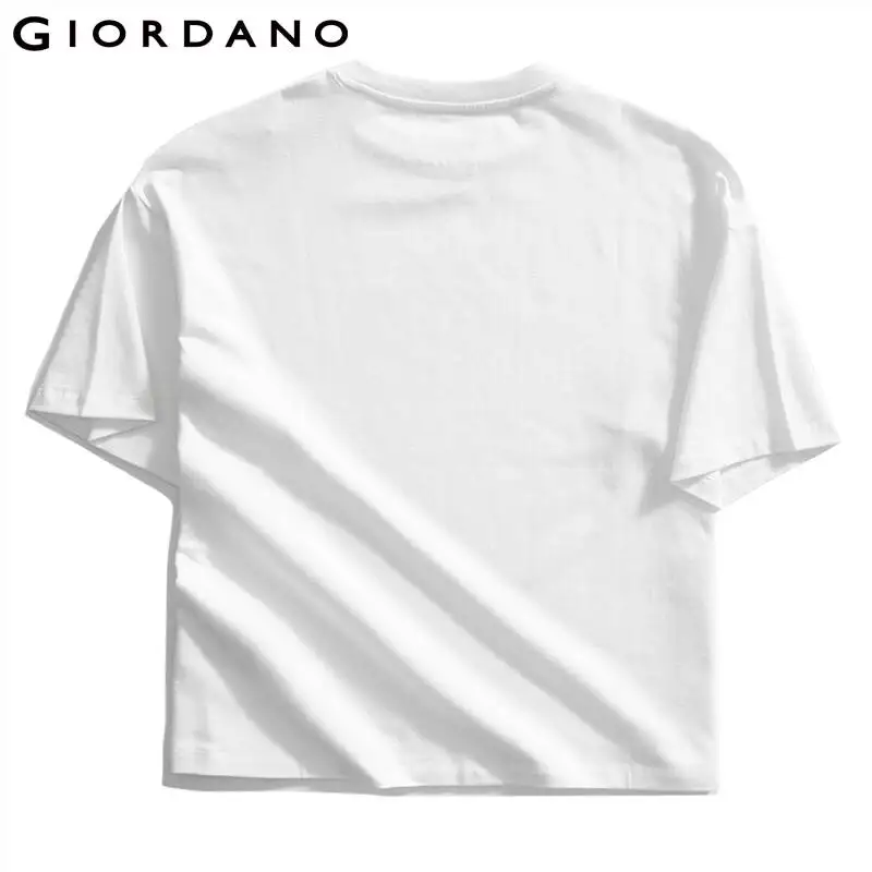 Giordano/женская футболка с принтом и надписью; милая свободная футболка для резки; Женская Гладкая эластичная смешанная ткань; Camiseta Mujer