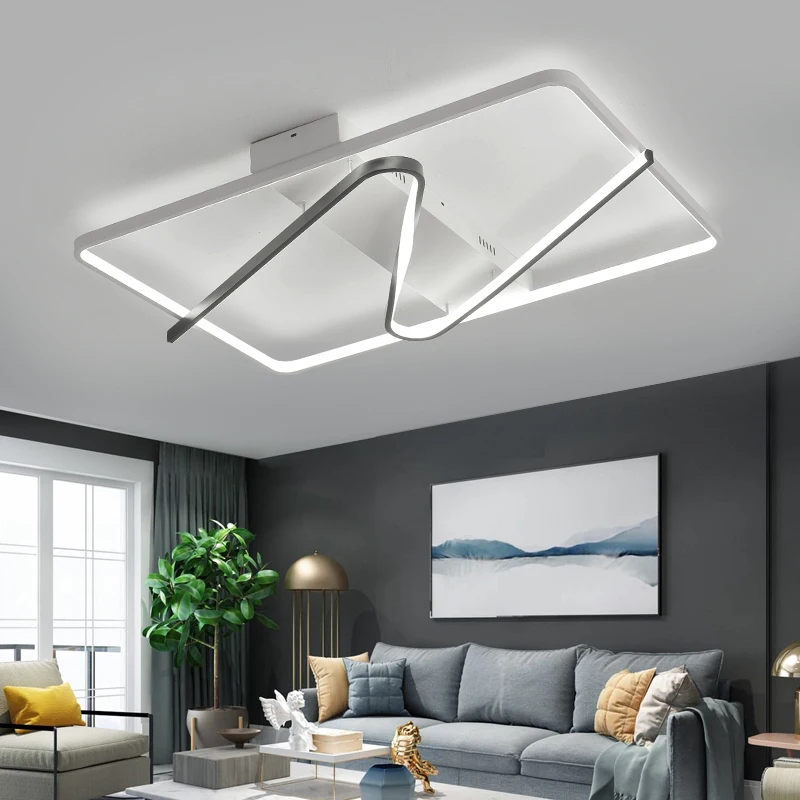 

New Arrival Rectangle Modern Led Ceiling Lights Remote Controller Home Deco 110V 220V Square Dimmable Ceiling Lamp Fixtures