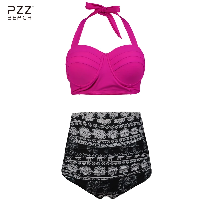 2017 Plus Size Swimwear Women Bikinis Set Push UP Swimsuit High Waist