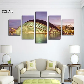 

(No Frame) 5 Piece The Modern Architecture Home Wall Decor Canvas Picture Art HD Print Painting On Canvas Artworks