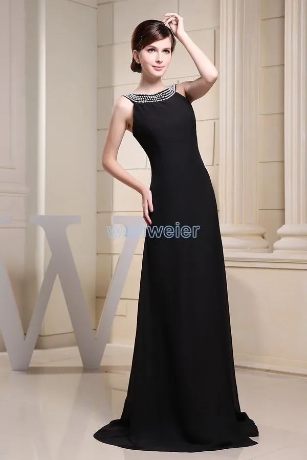 Новое поступление настроить размер/цвет вечернее платье из бисера длинное платье элитной фото шифон черное вечернее платье
