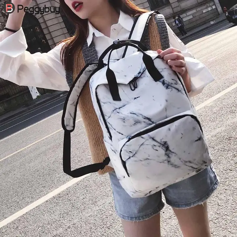 

Women Nylon Backpack for Teenagers Bags Marbling Backpack Female Computer Rucksack Schoolbag Casual Female Shoulder Travel Bookb