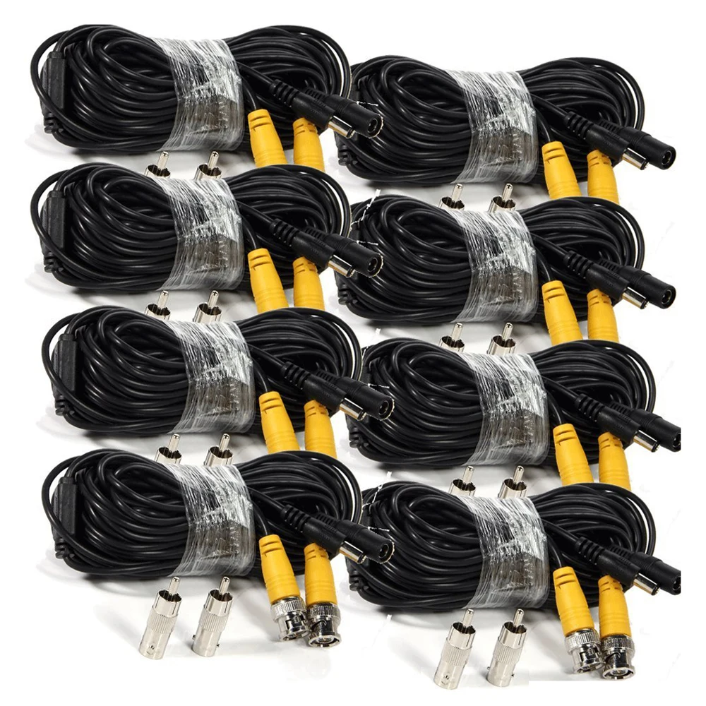5 Packs 8 PACK 50 Feet video power cable BNC security camera cable wire