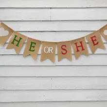 Пользовательские он или она пол показать мешковины баннеры детский Знак для комнаты вечерние тканевые гирлянды фото реквизит