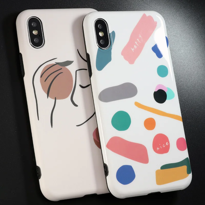 

UBERAY Colorful Geometric Art Phone Case For iphone 6 6S 7 8 Plus X Xs max XR Cute Abstract Graffiti Pattern Soft TPU Cases