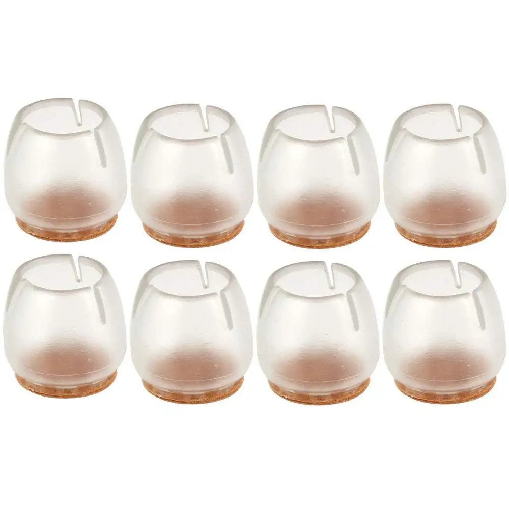 

8PCS Round Silicon Bottom Square Opening Transparent Gel Chair Legs Caps Feet Pads Furniture Table Covers Wood Floor Protectors