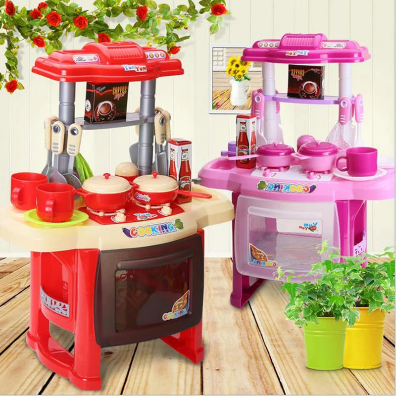 Kids Kitchen set children Kitchen Toys Large Kitchen Cooking Simulation Model Play Toy for Girl
