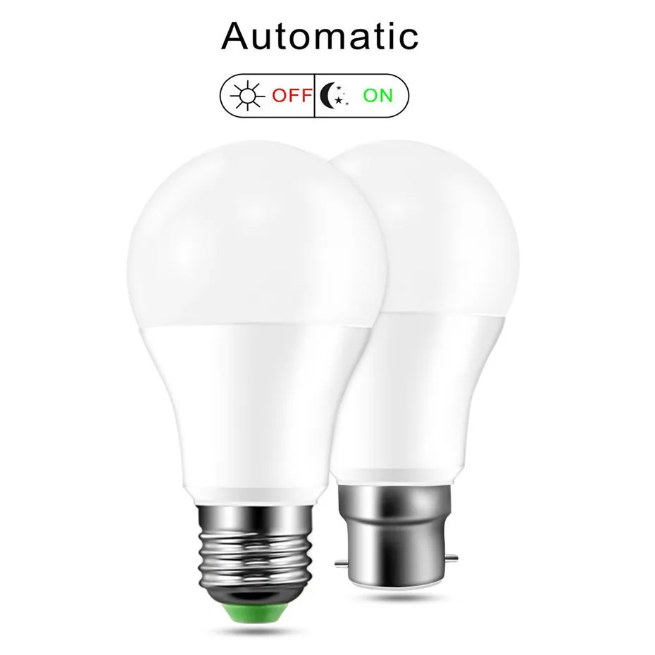 

E27 LED Sensor Light Bulb 7W 12W Automatic Dusk To Dawn Light B22 Led Bulb 5700K/2700K/2000K Led Night Light For Garage Yard