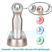 1Mhz 3Mhz Ultrasonic Facial Massager Skin Care 3 Colors LED Light Photon Therapy Ultrasound Body Face Slim Beauty Anti Cellulite