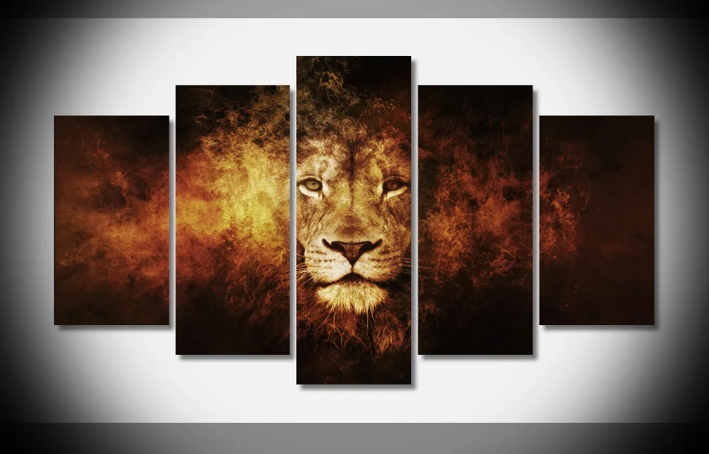 

P0287 Abstract Lion fire art Poster Framed Gallery wrap art print home wall decor wall picture Already to hang digital print