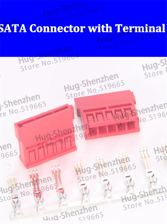

High quality SATA 5-Pin Power Connector Crimp Plug with half gold Terminal Pin for SATA Hard Drive - Red
