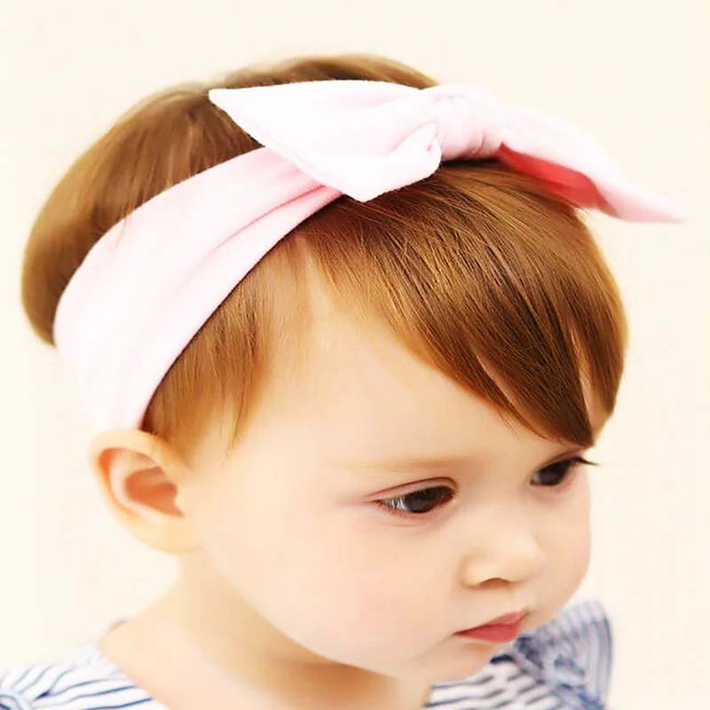 3pcs//Set Cotton Solid Headband Striped Rabbit Ears Bows Hairband For Girls Kids