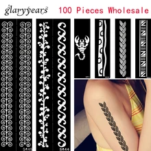100 шт. боди-арт шаблон 48 дизайн браслет цепь полый рисунок руки грудь краски хна татуировки наклейки трафарет подарок