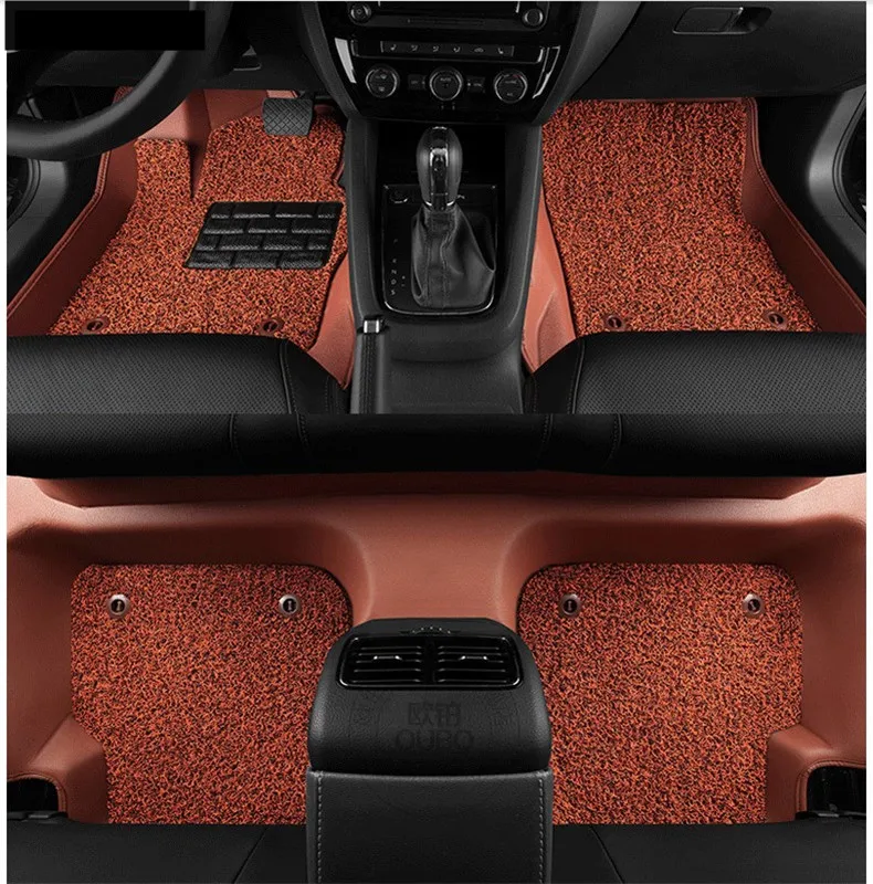 

For Peugeot 308 2016.2017.2018 Floor Mats Foot Carpets Step Mat High Quality Water Proof leather Wire coil 2 Layer