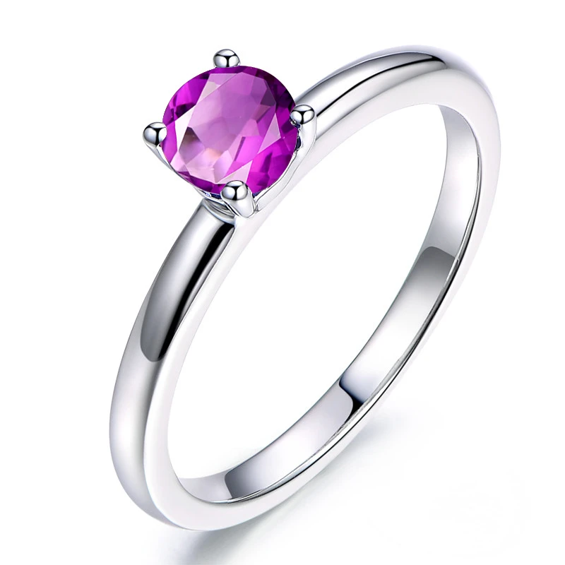 AINUOSHI кольцо с натуральным аметистом 0.8ct круглой огранки драгоценный камень для помолвки вечерние ювелирные изделия для женщин желтое золото цвет кольцо из стерлингового серебра