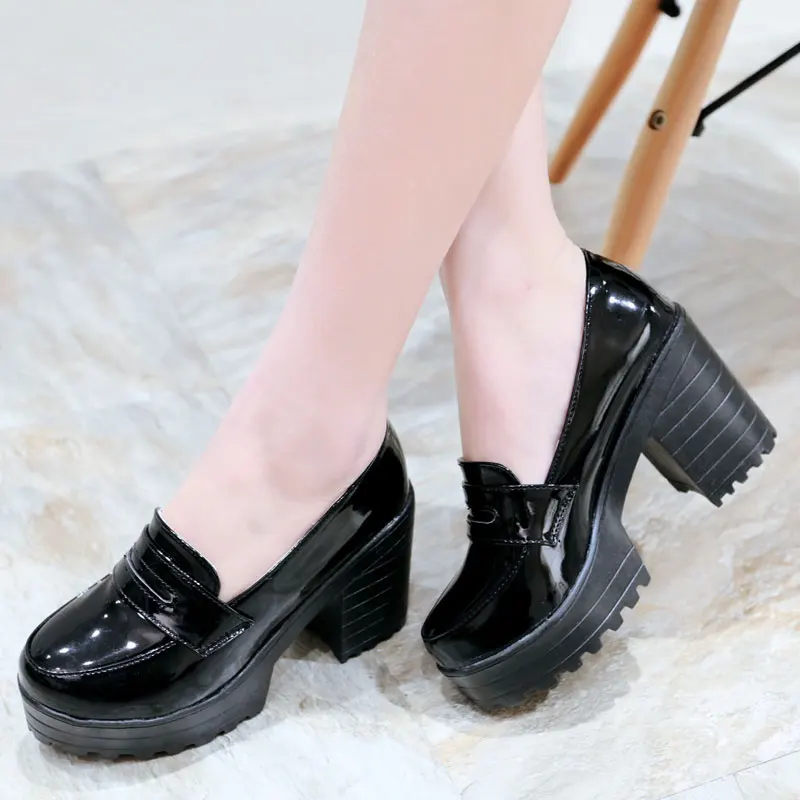 Fanyuan/ г.; обувь на платформе; женская обувь на высоком каблуке в стиле ретро с круглым носком; выразительные модельные туфли-лодочки на квадратном каблуке для вечеринки; черные туфли на шпильке