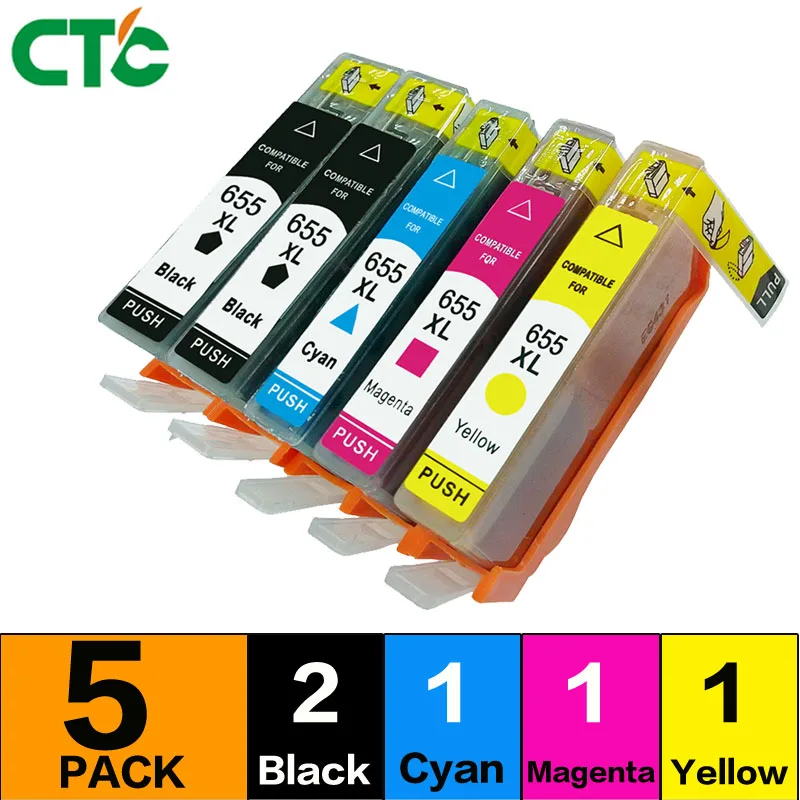 

5 Compatible for 655Inkjet Cartridge for 655xl ink cartridge for Deskjet 3525/4615/4625/5525/6520c printer