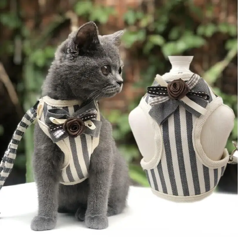 Coleiras para Cães e Gatos Cão de Estimação Bonito Pequeno Trela Arnês Pet Colete Trela Arnês Gato Colete s m l xl