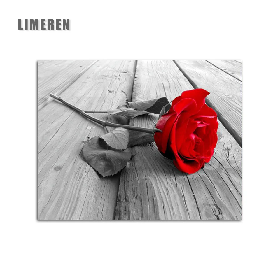

Unframed Rose Flower DIY Coloring By Number Modular Picture Canvas Acrylic Painting By Numbers For Adults Unique Gift Home Decor
