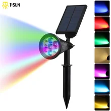 T-SUN 7 LED Auto Color-Changing Solar Spotlight Outdoor Lighting Solar Powered Security Landscape Wall Light for Outdoor Garden